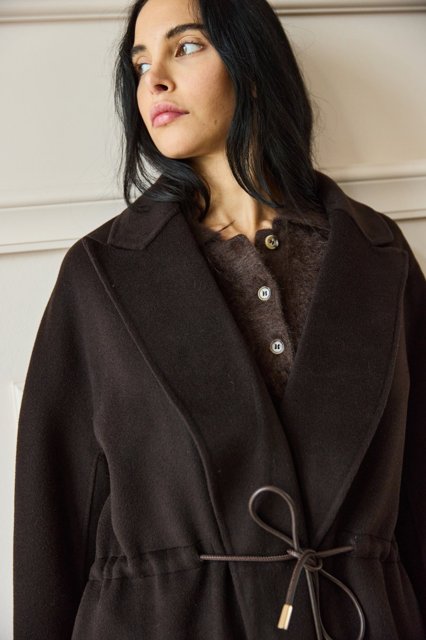 
                  
                    Drawstring Coat Brown
                  
                
