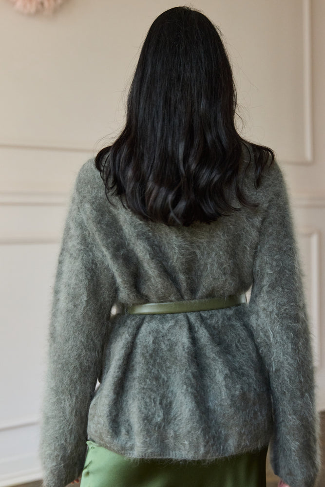 
                  
                    Brushed Cashmere Cardigan Olive
                  
                