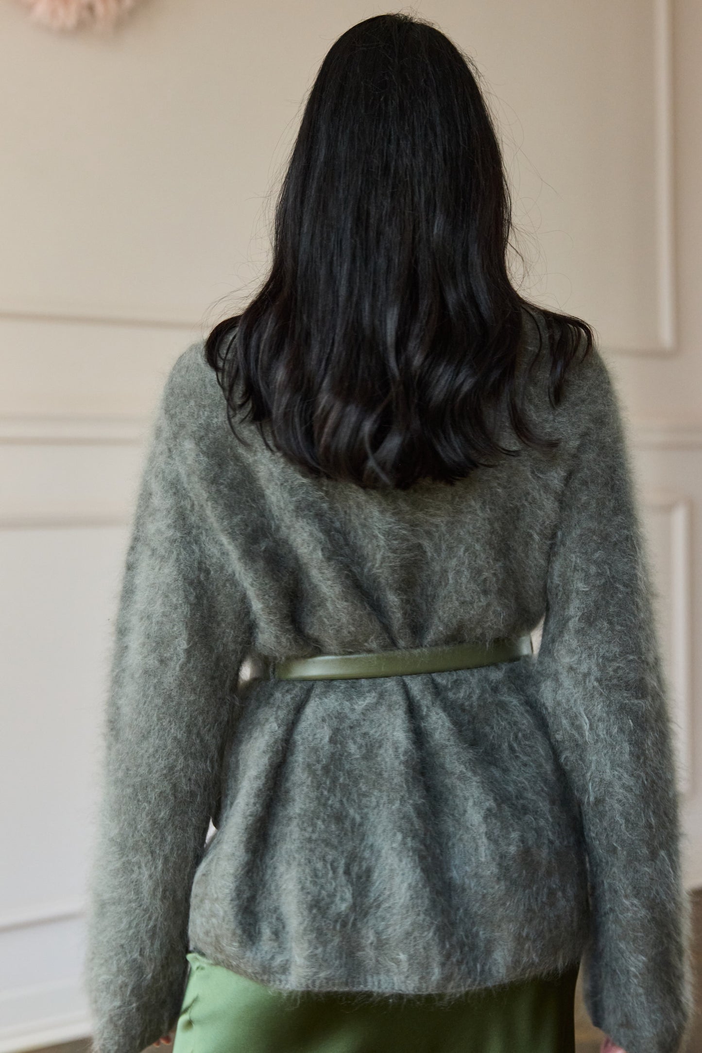 
                  
                    Brushed Cashmere Cardigan Olive
                  
                
