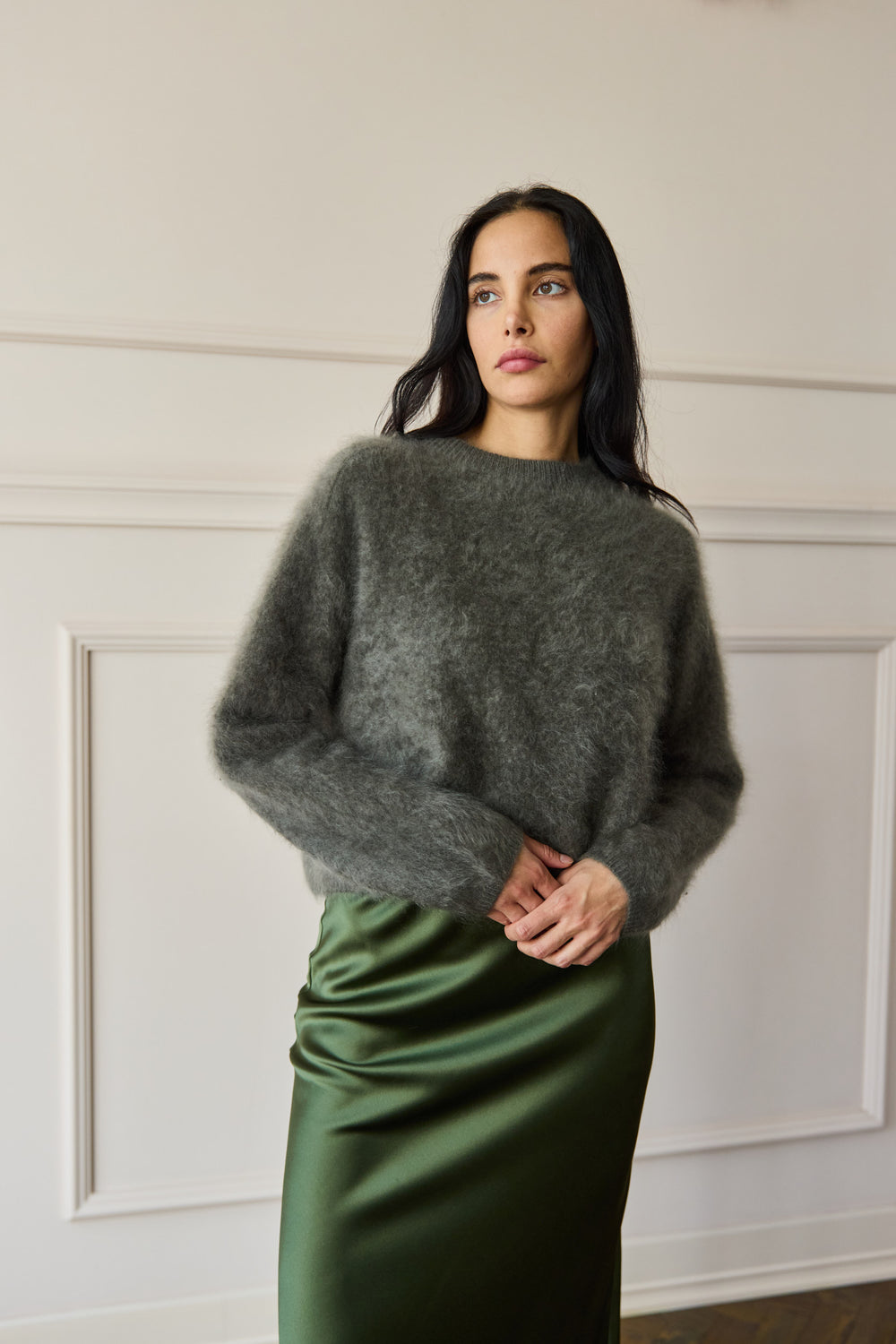 Brushed Cashmere Knit Olive
