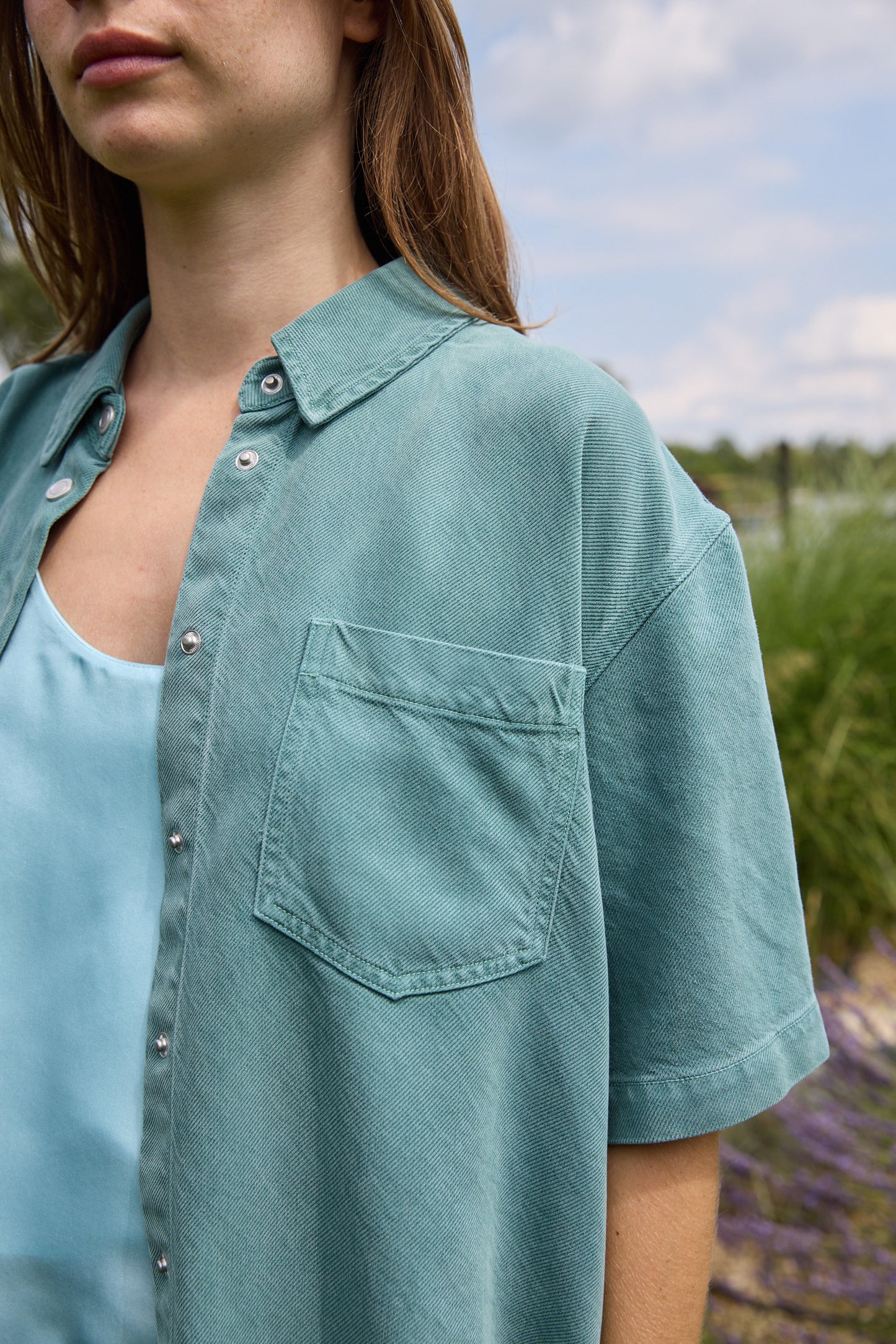 
                  
                    Xirena Ike Denim Shirt Green
                  
                