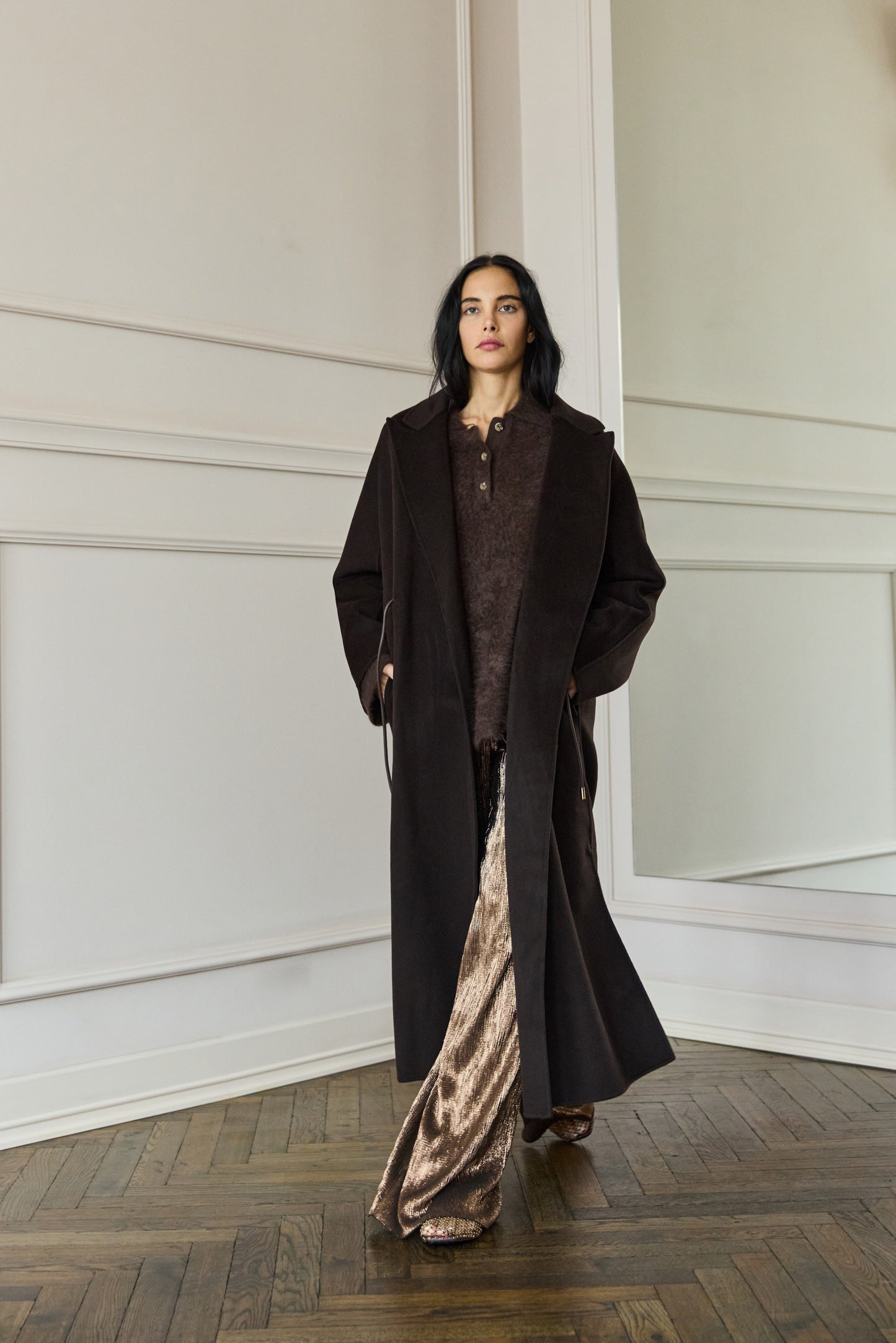 
                  
                    Brushed Cashmere Polo Knit Chocolate
                  
                