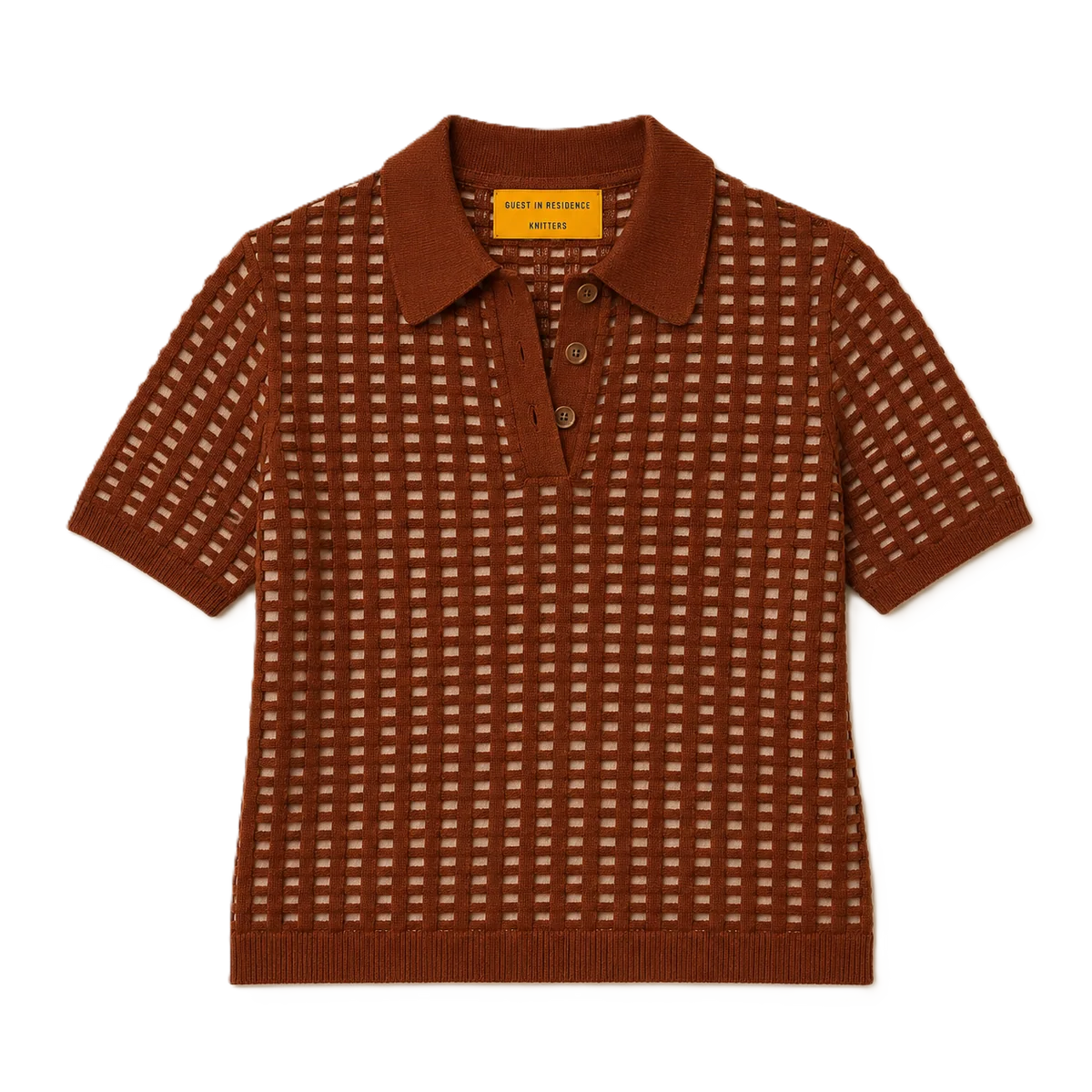 
                  
                    April First Berlin Guest in Residence Shrunken Waffle Polo Burnt Sienna Sandstone
                  
                