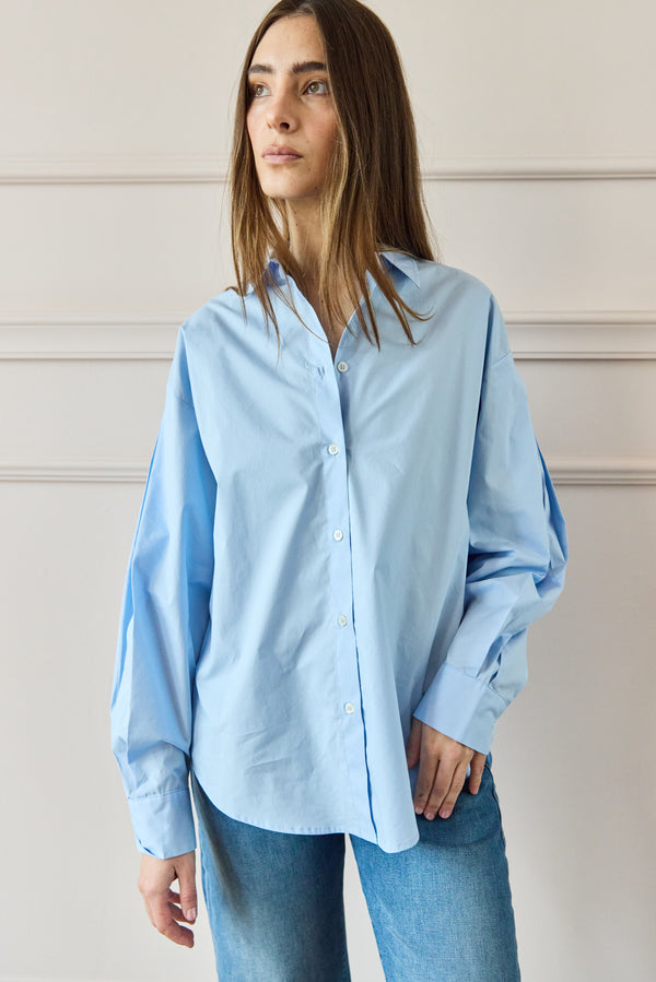 April First Berlin Roberto Collina Oversized Poplin Shirt Blue