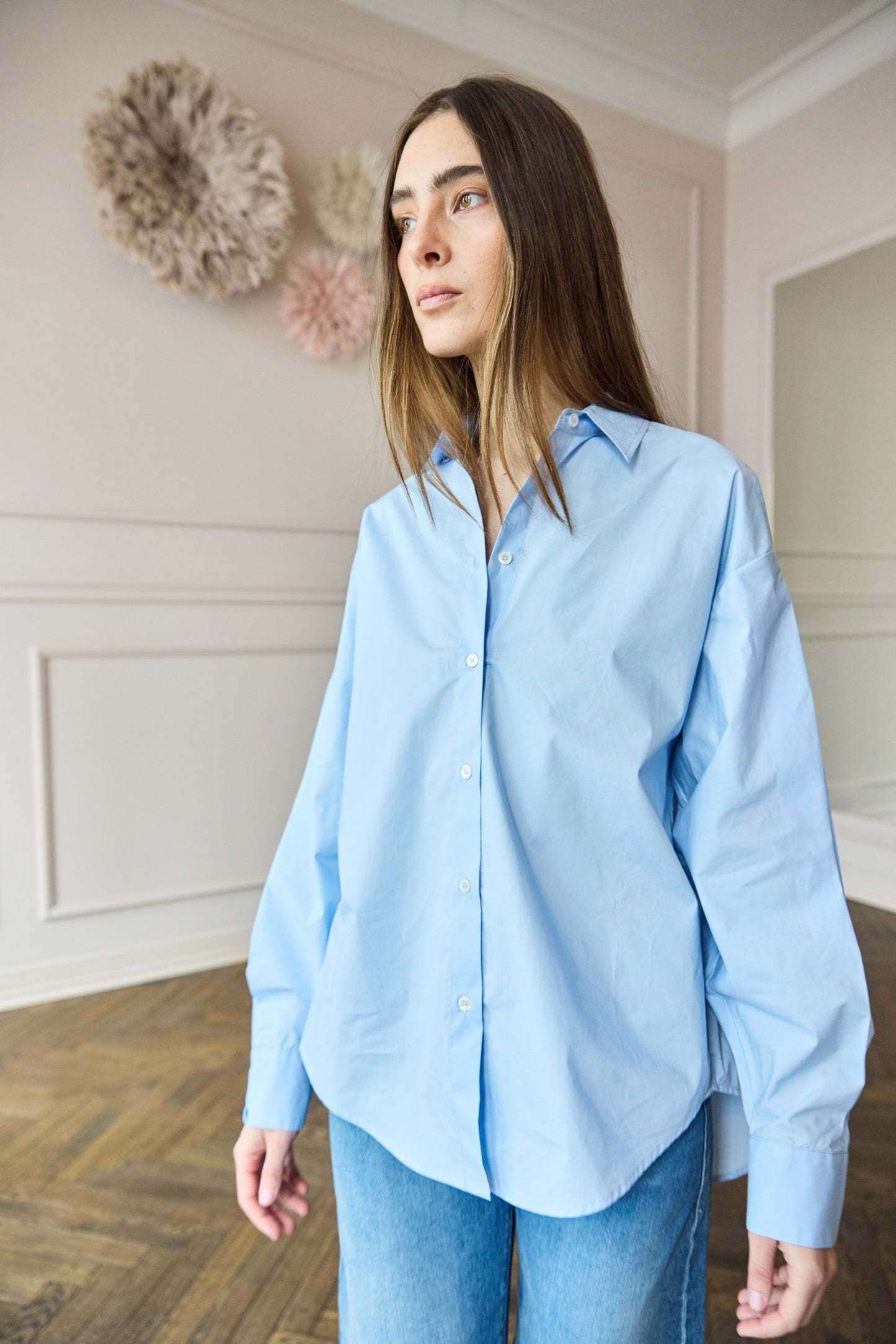 April First Berlin Roberto Collina Oversized Poplin Shirt Blue