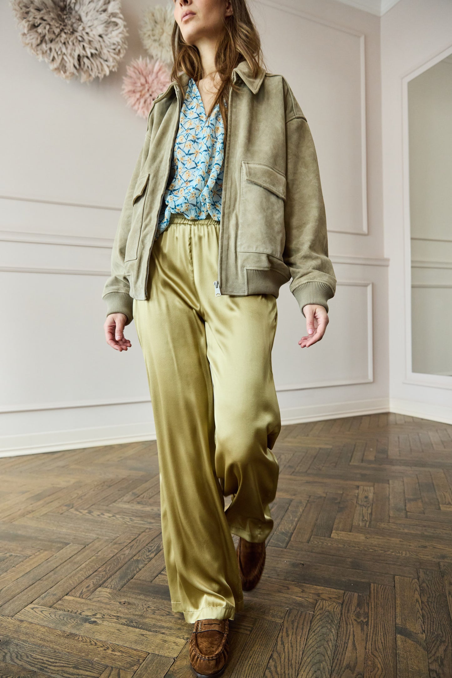 April First Berlin Roberto Collina Silk Pants Olive