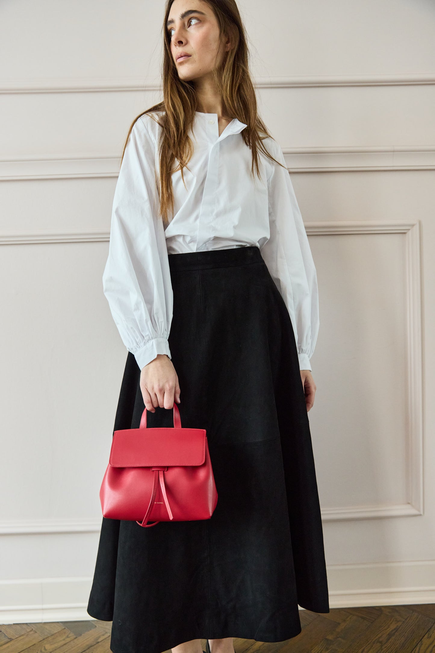 April First Berlin Rohe A-Line Leather Skirt Black Suede