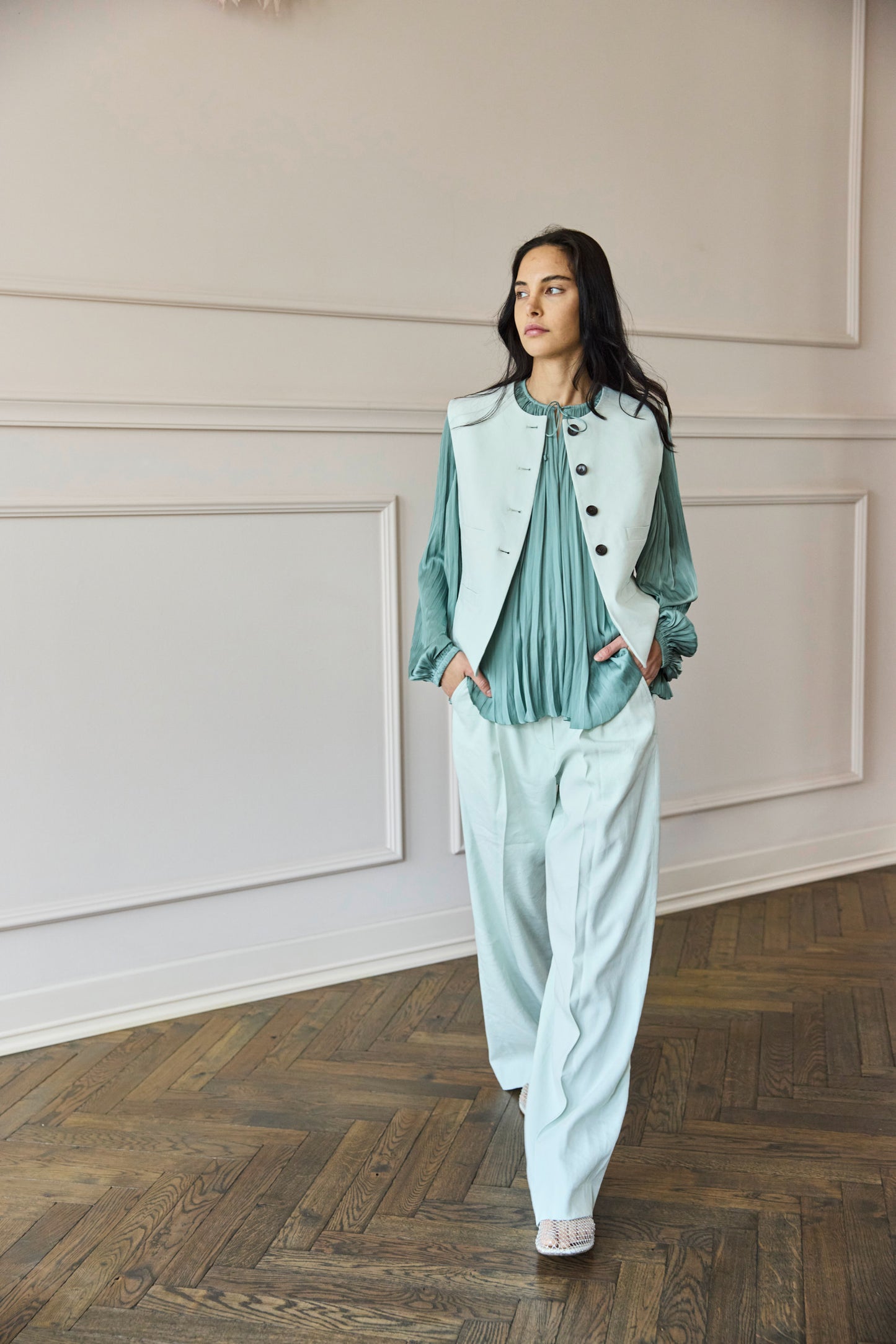 
                  
                    April First Berlin Ulla Johnson Electra Blouse Satin Sea Grass
                  
                
