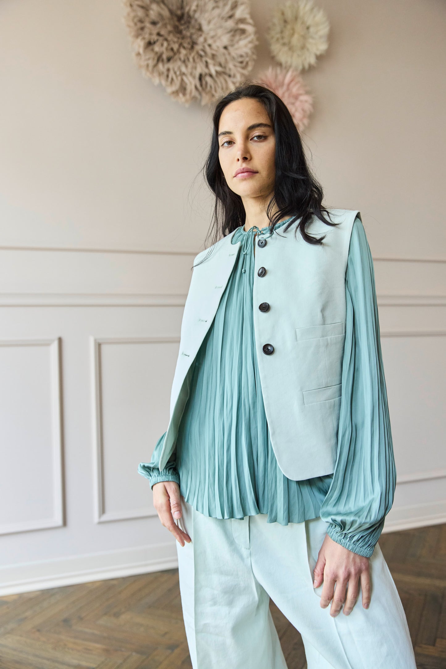 
                  
                    April First Berlin Ulla Johnson Electra Blouse Satin Sea Grass
                  
                