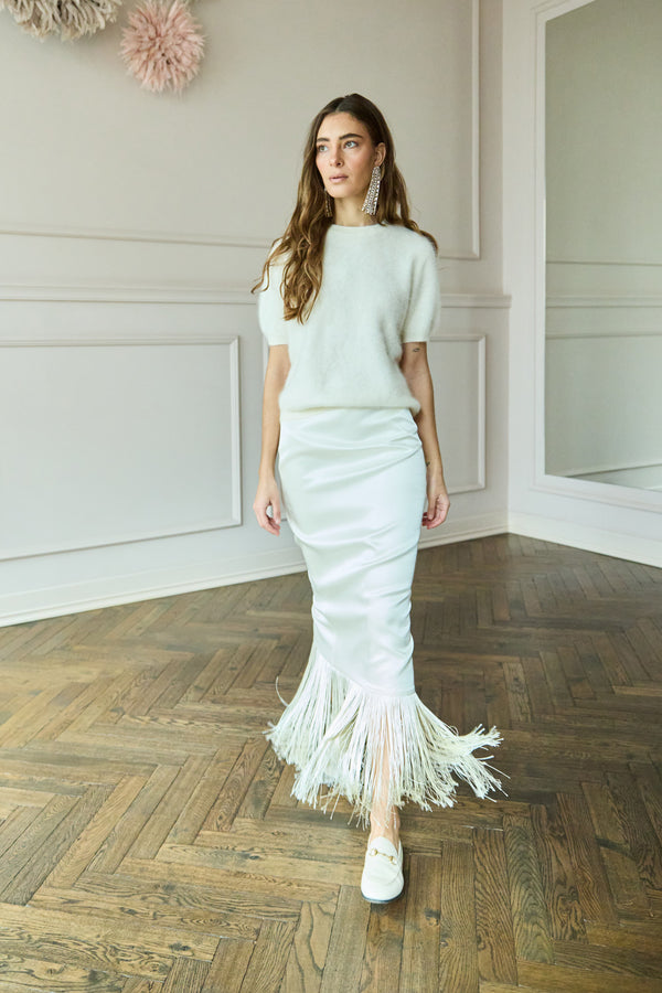 Fringe Skirt Feather White