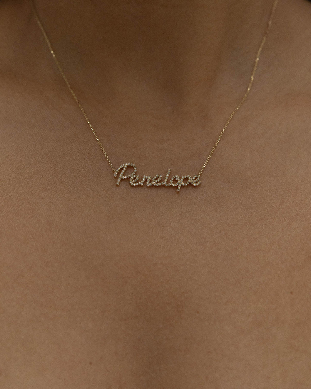 14k Gold Diamond 'Name' Necklace