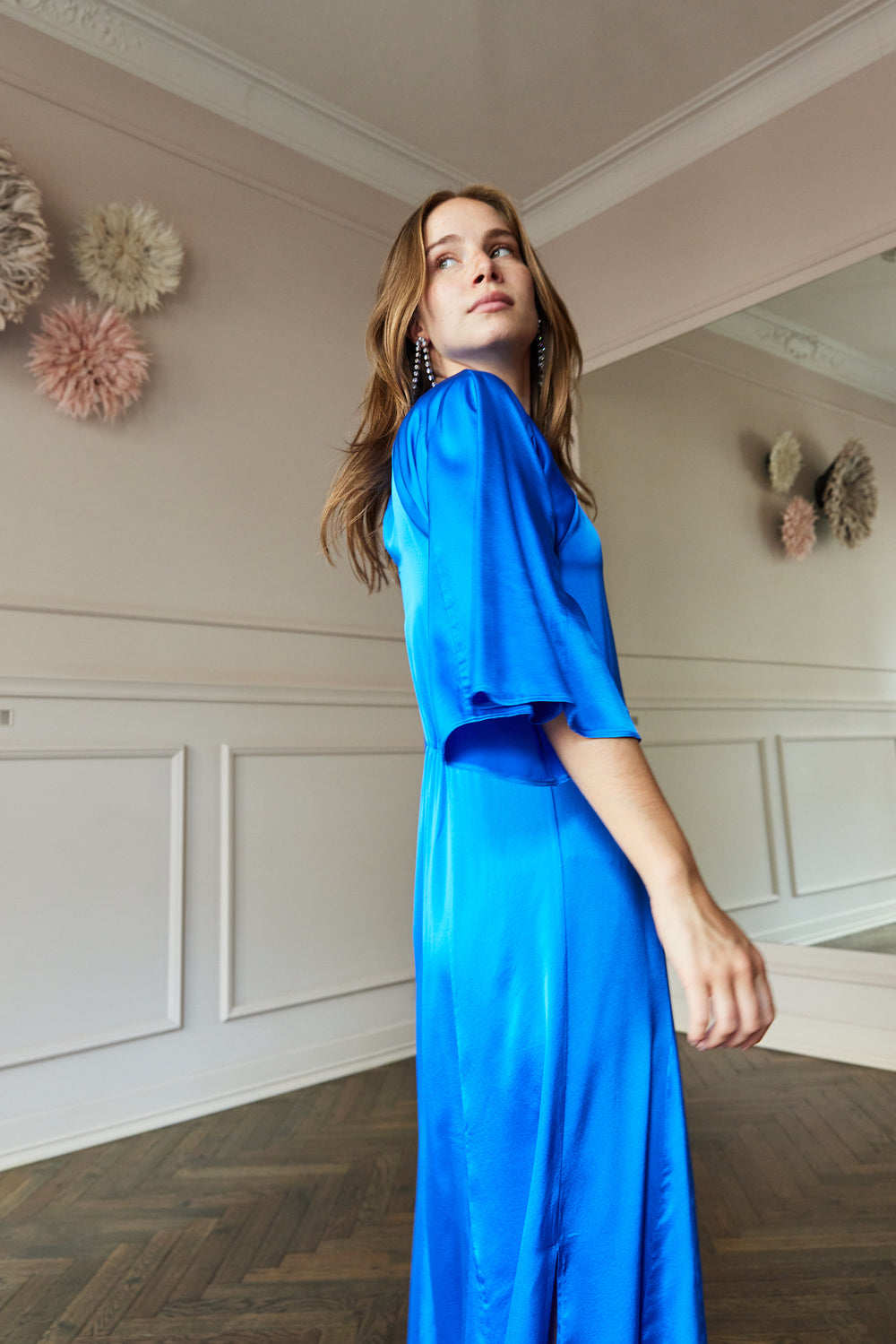 Electric blue outlet silk dress