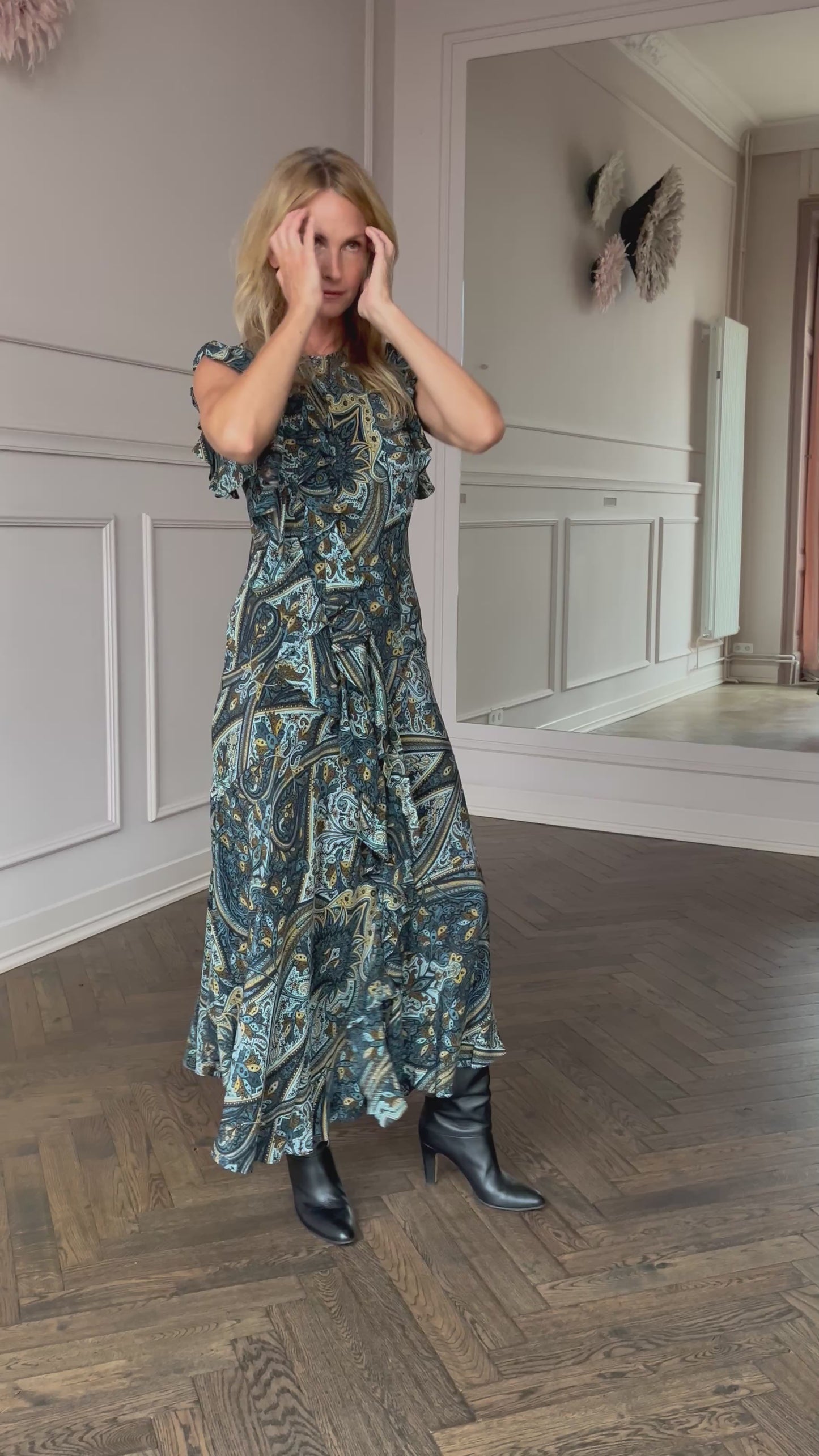 
                  
                    Load and play video in Gallery viewer, April-First-Berlin-Ulla-Johnson-Ameline-Dress-Prussian-Blue
                  
                
