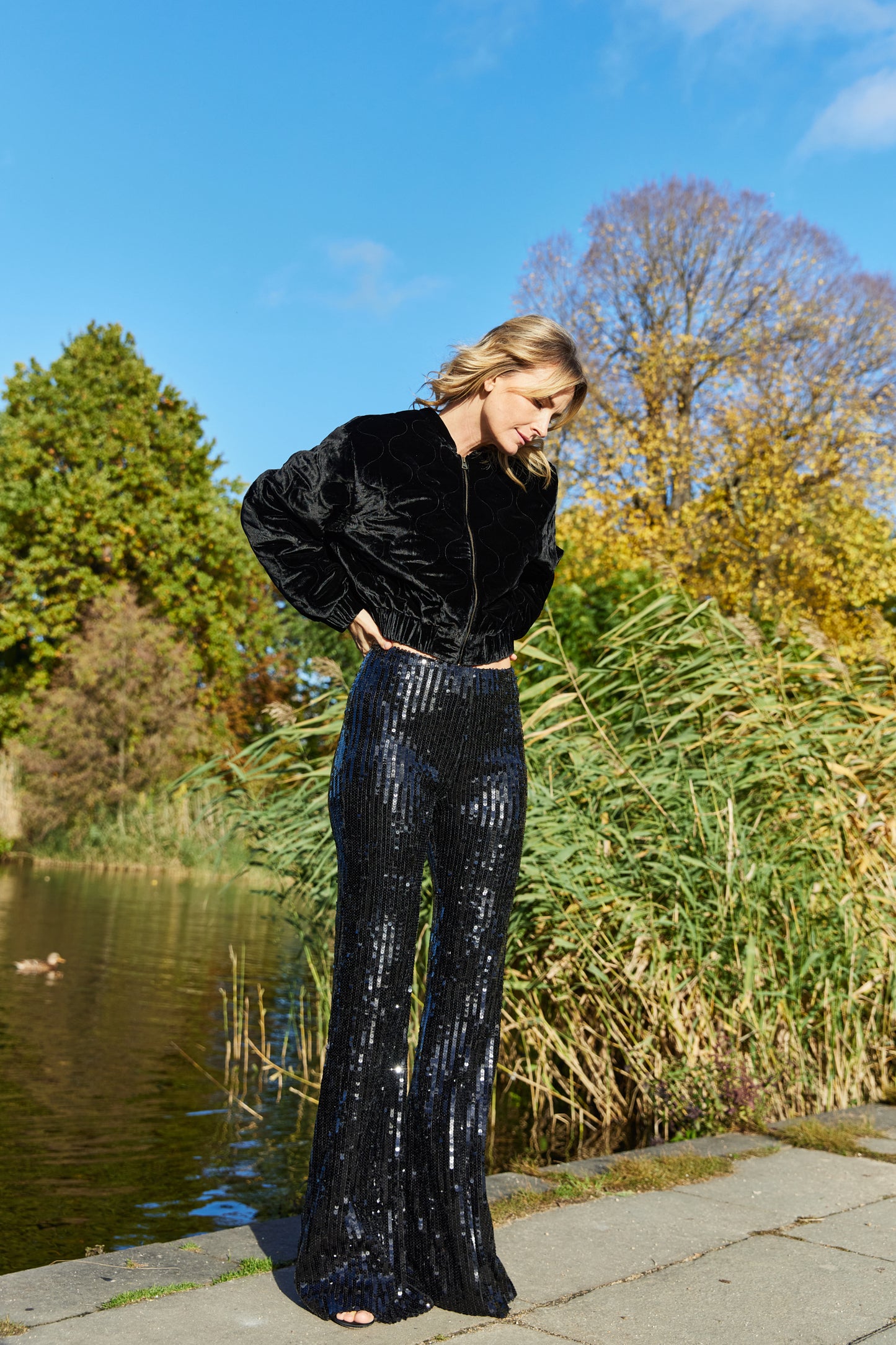 April-First-Berlin-Rotate-Sequin-Pants-Black